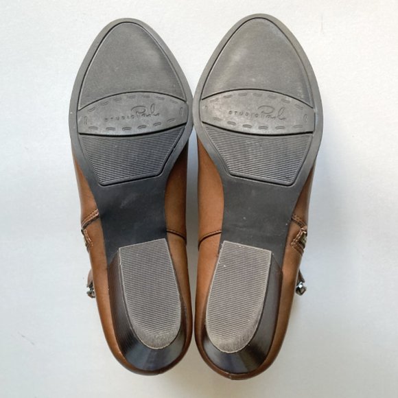 Studio Paolo Faux Leather Brown Zip Up Booties, sz 9.5M - Picture 8 of 11